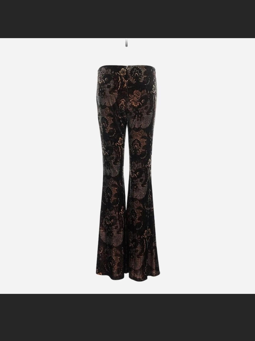 Free People Black and Brown Brocade Flare Pants - Picture 2 of 6